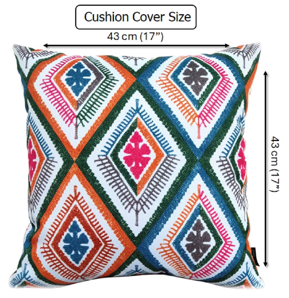 Vibrant Meze Outdoor Waterproof Garden Bench Patio and Indoor Cushions Durable Polyester Hollow-Fibre Filled 43x43 cm by OLIVIA ROCCO 43 x 43 cm / MEZE MULTI Cushions