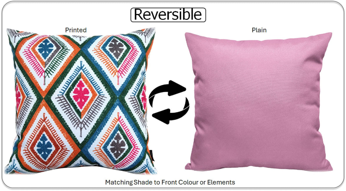 Vibrant Meze Outdoor Waterproof Garden Bench Patio and Indoor Cushions Durable Polyester Hollow-Fibre Filled 43x43 cm by OLIVIA ROCCO 43 x 43 cm / MEZE MULTI Cushions