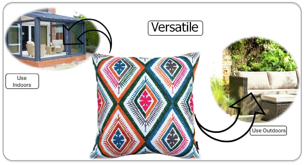 Vibrant Meze Outdoor Waterproof Garden Bench Patio and Indoor Cushions Durable Polyester Hollow-Fibre Filled 43x43 cm by OLIVIA ROCCO 43 x 43 cm / MEZE MULTI Cushions