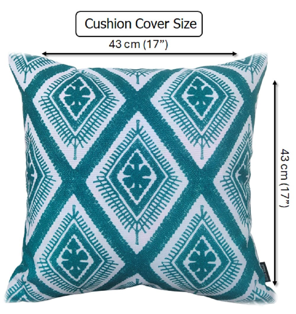 Meze Teal Waterproof Outdoor Cushions for Patio Garden Bench Sofa Living Room or Bedroom High-Quality Hollow-Fibre Filled Polyester by OLIVIA ROCCO 43 x 43 cm / MEZE TEAL Cushions