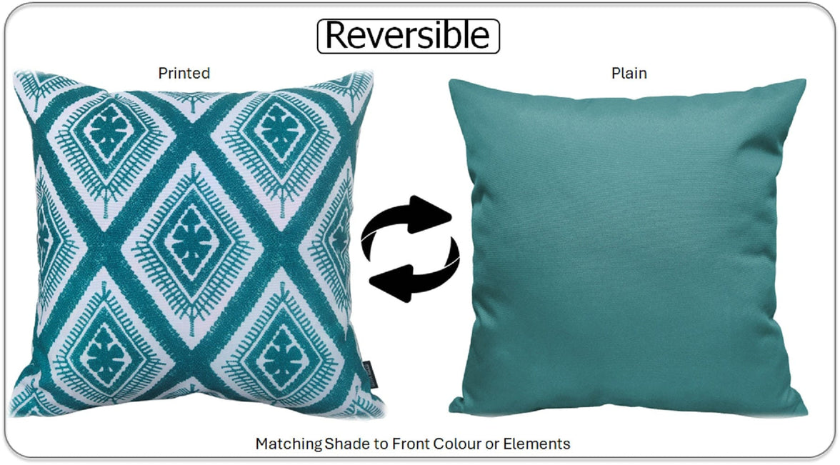 Meze Teal Waterproof Outdoor Cushions for Patio Garden Bench Sofa Living Room or Bedroom High-Quality Hollow-Fibre Filled Polyester by OLIVIA ROCCO 43 x 43 cm / MEZE TEAL Cushions