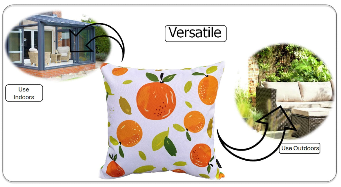 Summer Fruit Design Waterproof Outdoor Cushions for Patio Garden Bench Sofa Bed Durable Polyester Filled Comfort by OLIVIA ROCCO 43 x 43 cm / SUMMER FRUITS Cushions