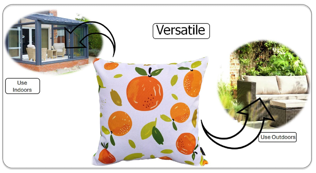 Summer Fruit Design Waterproof Outdoor Cushions for Patio Garden Bench Sofa Bed Durable Polyester Filled Comfort by OLIVIA ROCCO 43 x 43 cm / SUMMER FRUITS Cushions