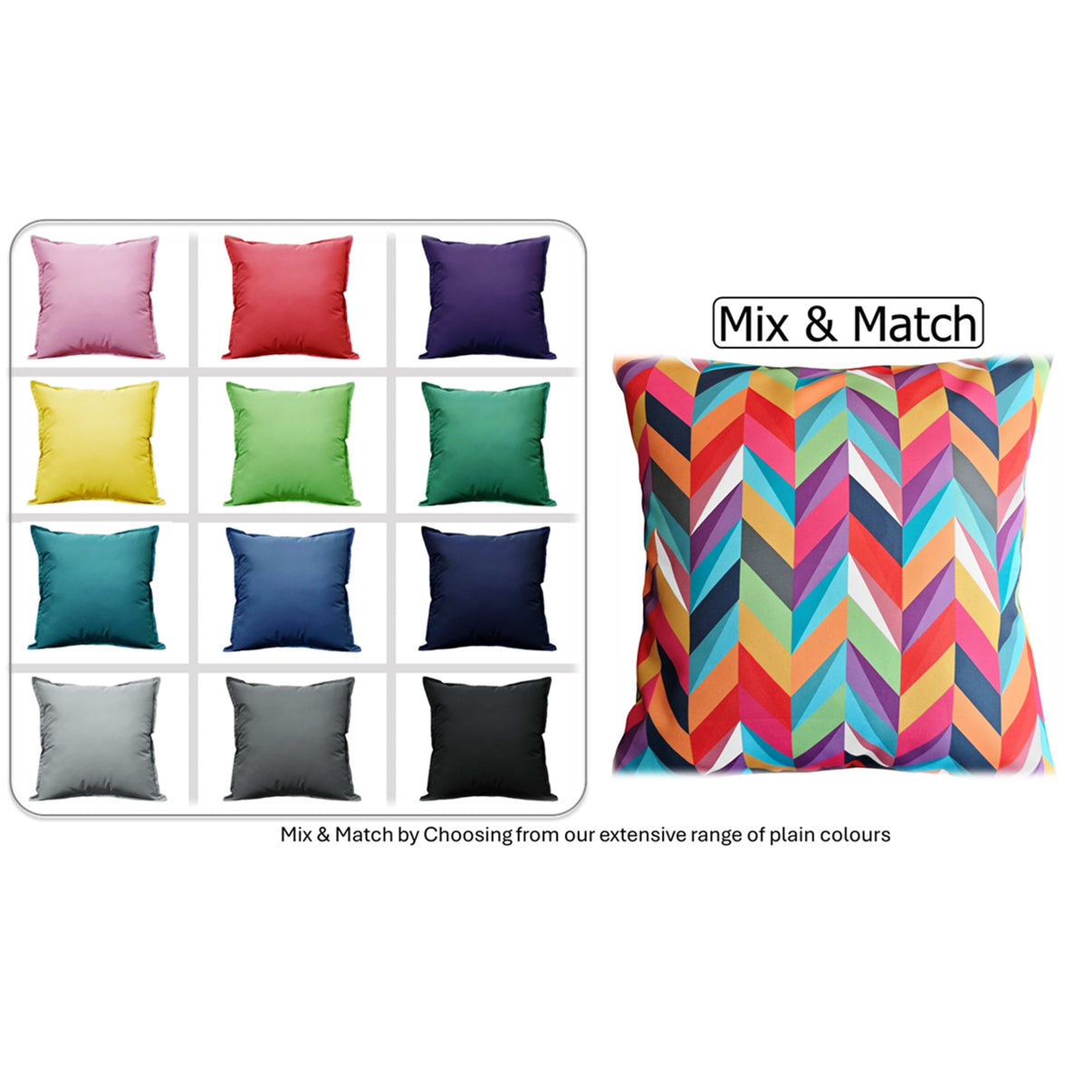 Waterproof Breathable California Multi Hollowfibre Filled Cushions 43x43cm for Outdoor Garden Bench Sofa or Indoor Use by OLIVIA ROCCO 43x43cm / CALIFORNIA MULTI Cushions