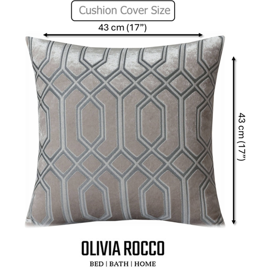 Luxe Geo Velvet Cushion Covers 2 Pack Champagne Geometric Decorative Cushions for Sofa Bed & Living Room by OLIVIA ROCCO 43x43cm / CHAMPAGNE Cushions