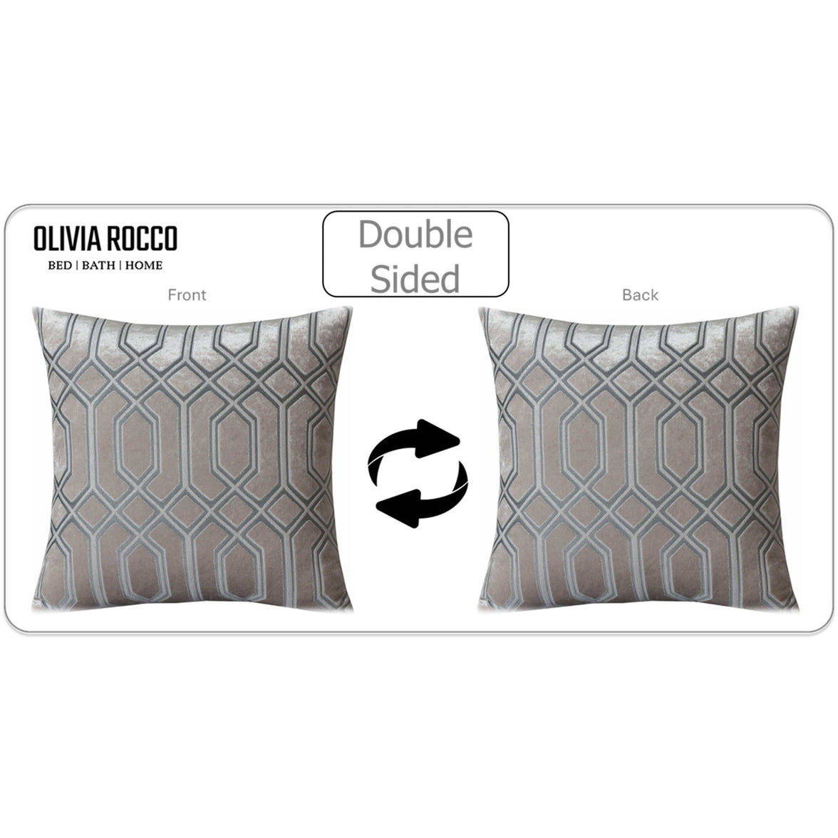 Luxe Geo Velvet Cushion Covers 2 Pack Champagne Geometric Decorative Cushions for Sofa Bed & Living Room by OLIVIA ROCCO 43x43cm / CHAMPAGNE Cushions