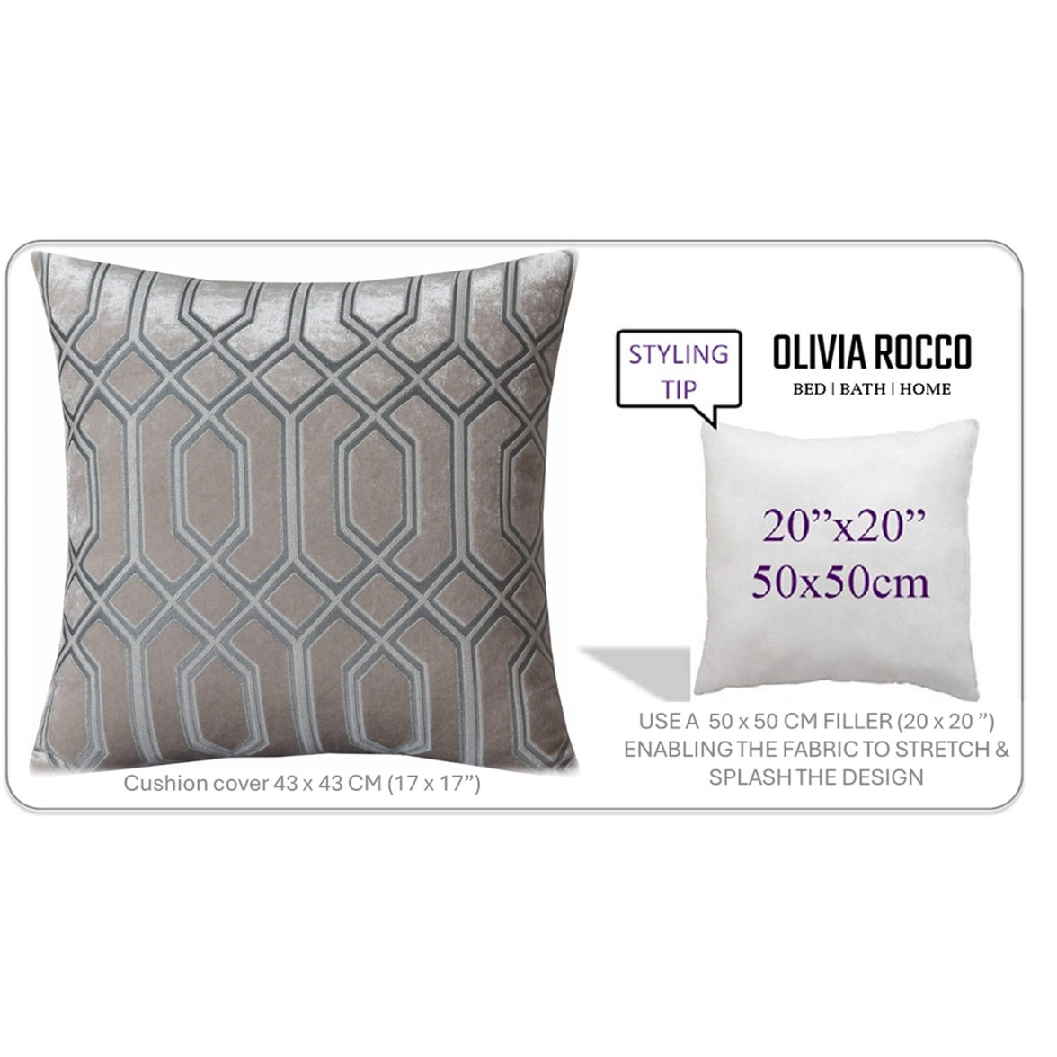 Luxe Geo Velvet Cushion Covers 2 Pack Champagne Geometric Decorative Cushions for Sofa Bed & Living Room by OLIVIA ROCCO 43x43cm / CHAMPAGNE Cushions
