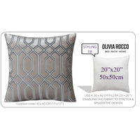 Luxe Geo Velvet Cushion Covers 2 Pack Champagne Geometric Decorative Cushions for Sofa Bed & Living Room by OLIVIA ROCCO 43x43cm / CHAMPAGNE Cushions