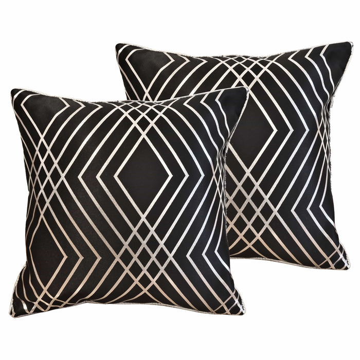 Geo Sparkle Cushion Covers 2 Pack Decorative Scatter Pillow Cases Geo Black for Sofa Bed Chair Lounge by OLIVIA ROCCO 43x43cm / GEO BLACK Cushions