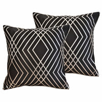 Geo Sparkle Cushion Covers 2 Pack Decorative Scatter Pillow Cases Geo Black for Sofa Bed Chair Lounge by OLIVIA ROCCO 43x43cm / GEO BLACK Cushions