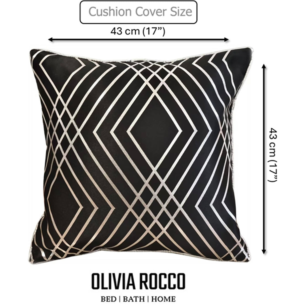 Geo Sparkle Cushion Covers 2 Pack Decorative Scatter Pillow Cases Geo Black for Sofa Bed Chair Lounge by OLIVIA ROCCO 43x43cm / GEO BLACK Cushions