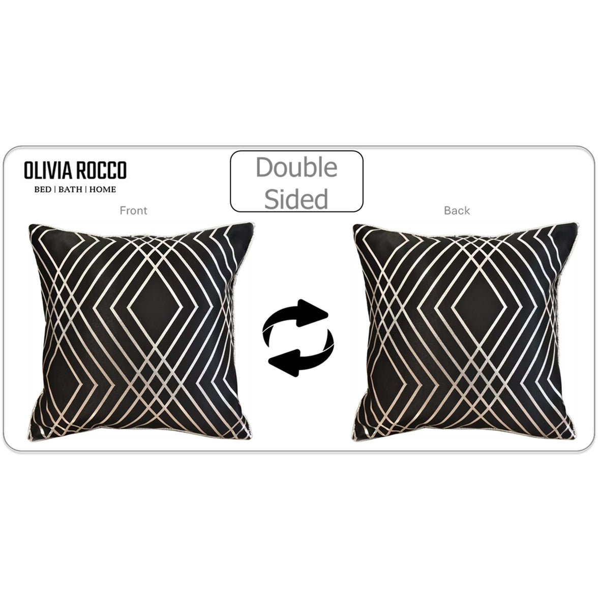 Geo Sparkle Cushion Covers 2 Pack Decorative Scatter Pillow Cases Geo Black for Sofa Bed Chair Lounge by OLIVIA ROCCO 43x43cm / GEO BLACK Cushions