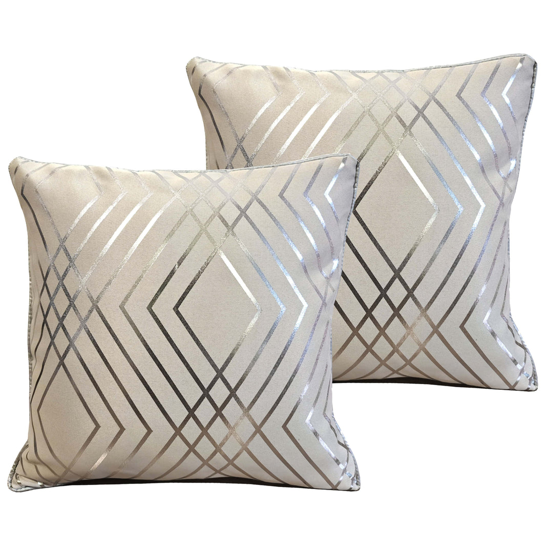 Geo Sparkle Cushion Covers 2 Pack Decorative Scatter Pillow Cases Geo Natural for Sofa Bed Chair Lounge by OLIVIA ROCCO 43x43cm / GEO NATURAL Cushions