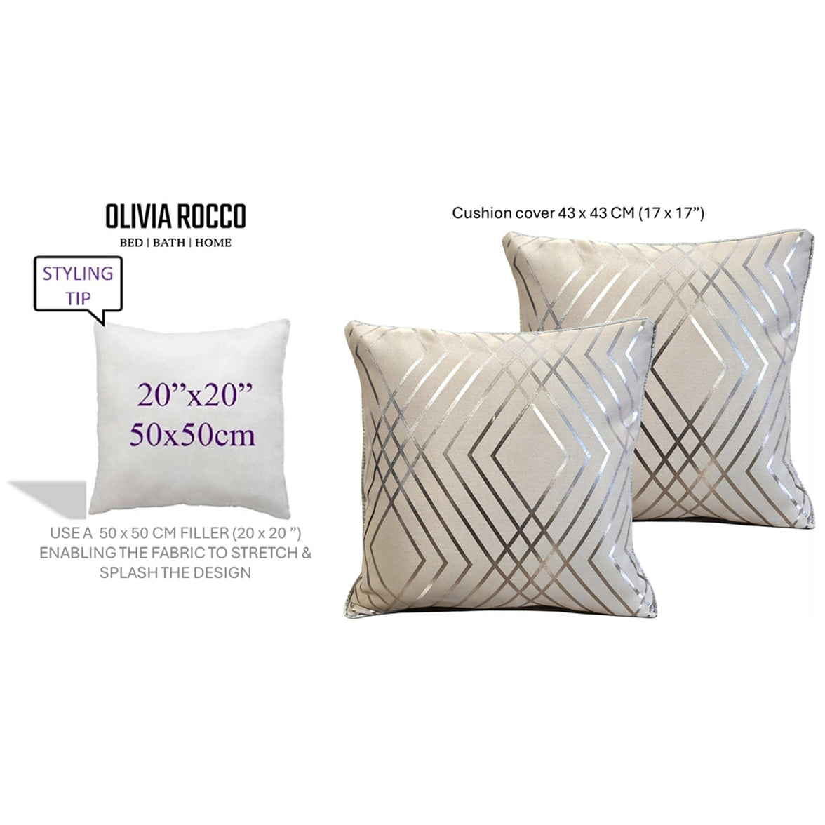 Geo Sparkle Cushion Covers 2 Pack Decorative Scatter Pillow Cases Geo Natural for Sofa Bed Chair Lounge by OLIVIA ROCCO 43x43cm / GEO NATURAL Cushions
