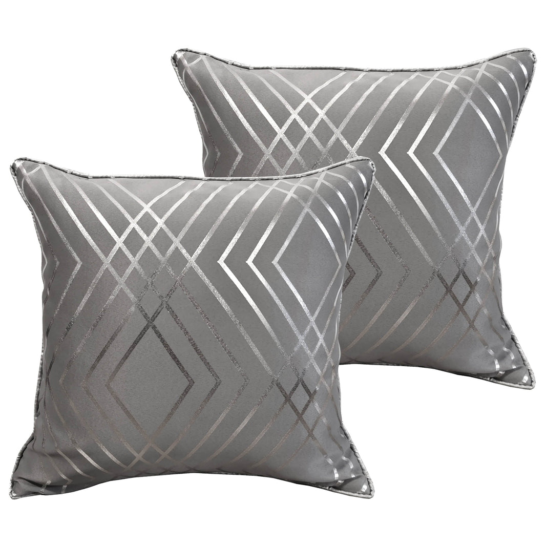Geo Sparkle Cushion Covers 2 Pack Decorative Scatter Pillow Cases Geo Silver for Sofa Bed Chair Lounge by OLIVIA ROCCO 43x43cm / GEO SILVER Cushions