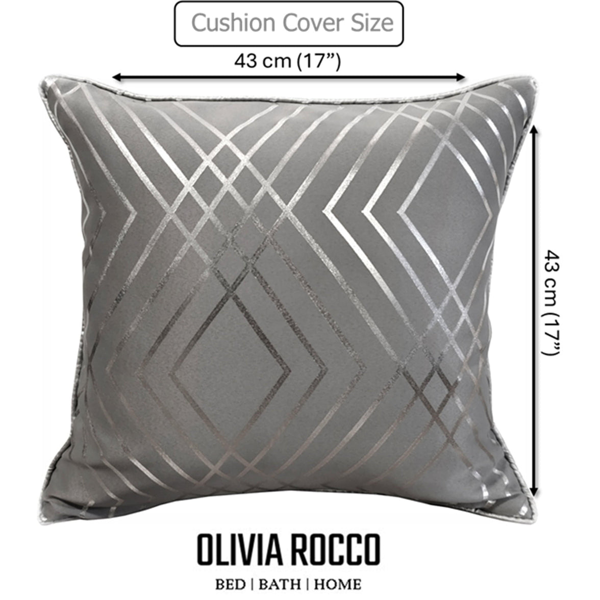 Geo Sparkle Cushion Covers 2 Pack Decorative Scatter Pillow Cases Geo Silver for Sofa Bed Chair Lounge by OLIVIA ROCCO 43x43cm / GEO SILVER Cushions