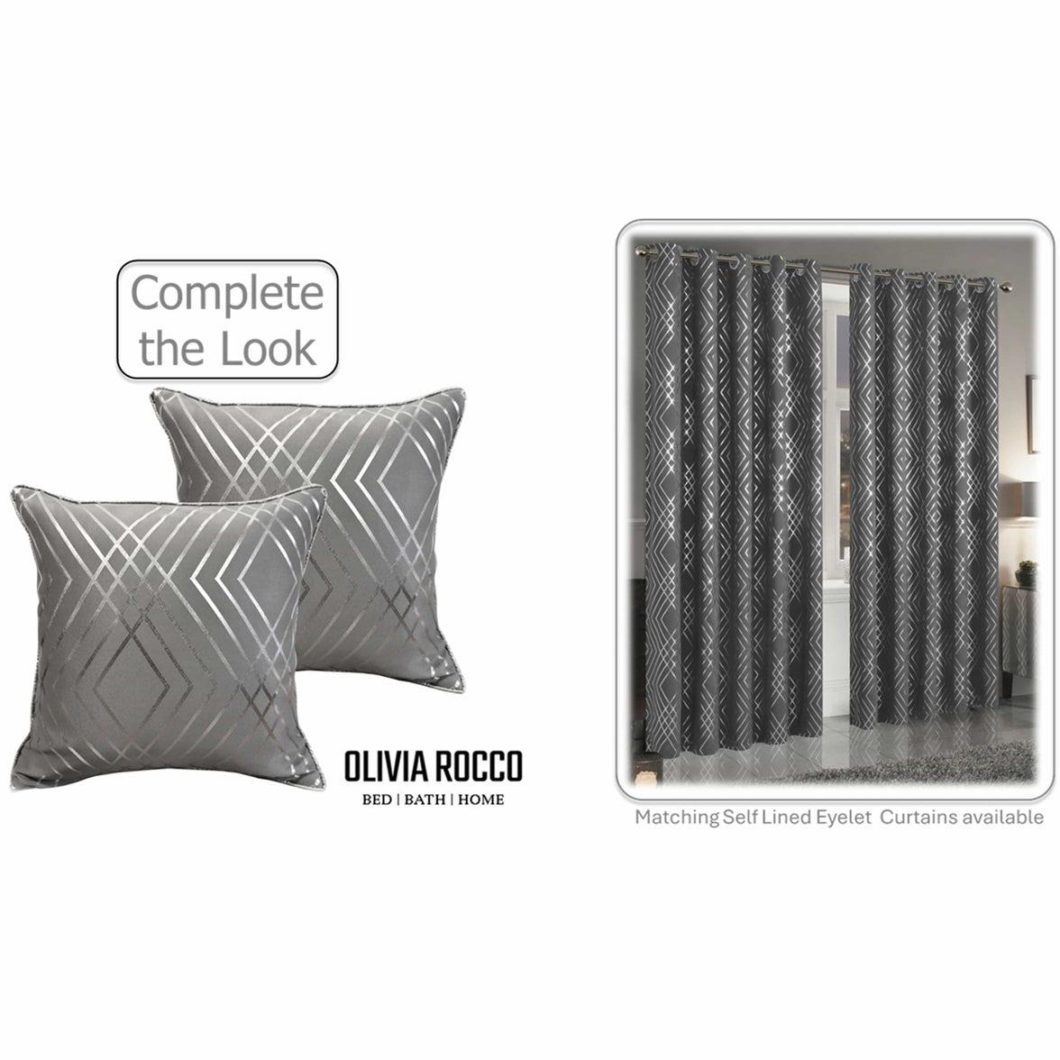 Geo Sparkle Cushion Covers 2 Pack Decorative Scatter Pillow Cases Geo Silver for Sofa Bed Chair Lounge by OLIVIA ROCCO 43x43cm / GEO SILVER Cushions