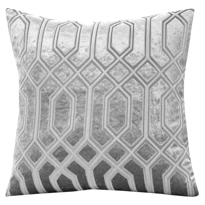 Luxe Geo Velvet Cushion Covers 2 Pack Grey Geometric Decorative Cushions for Sofa Bed & Living Room by OLIVIA ROCCO 43x43cm / GREY Cushions
