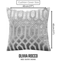 Luxe Geo Velvet Cushion Covers 2 Pack Grey Geometric Decorative Cushions for Sofa Bed & Living Room by OLIVIA ROCCO 43x43cm / GREY Cushions