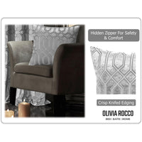 Luxe Geo Velvet Cushion Covers 2 Pack Grey Geometric Decorative Cushions for Sofa Bed & Living Room by OLIVIA ROCCO 43x43cm / GREY Cushions