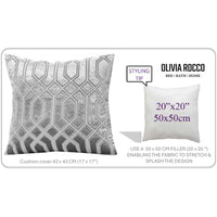 Luxe Geo Velvet Cushion Covers 2 Pack Grey Geometric Decorative Cushions for Sofa Bed & Living Room by OLIVIA ROCCO 43x43cm / GREY Cushions