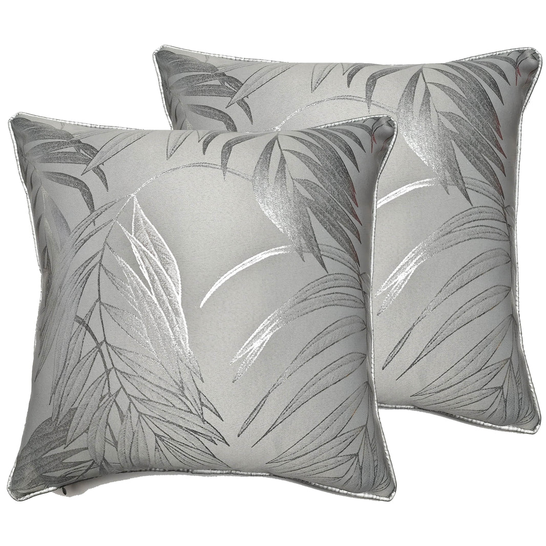 Leaf Sparkle 2 Pack Cushion Covers Leaf Silver Modern Decorative Throw Pillow Cases for Sofa or Bed by OLIVIA ROCCO 43x43cm / LEAF SILVER Cushions