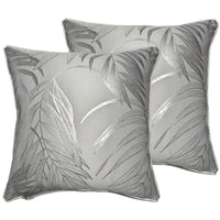Leaf Sparkle 2 Pack Cushion Covers Leaf Silver Modern Decorative Throw Pillow Cases for Sofa or Bed by OLIVIA ROCCO 43x43cm / LEAF SILVER Cushions