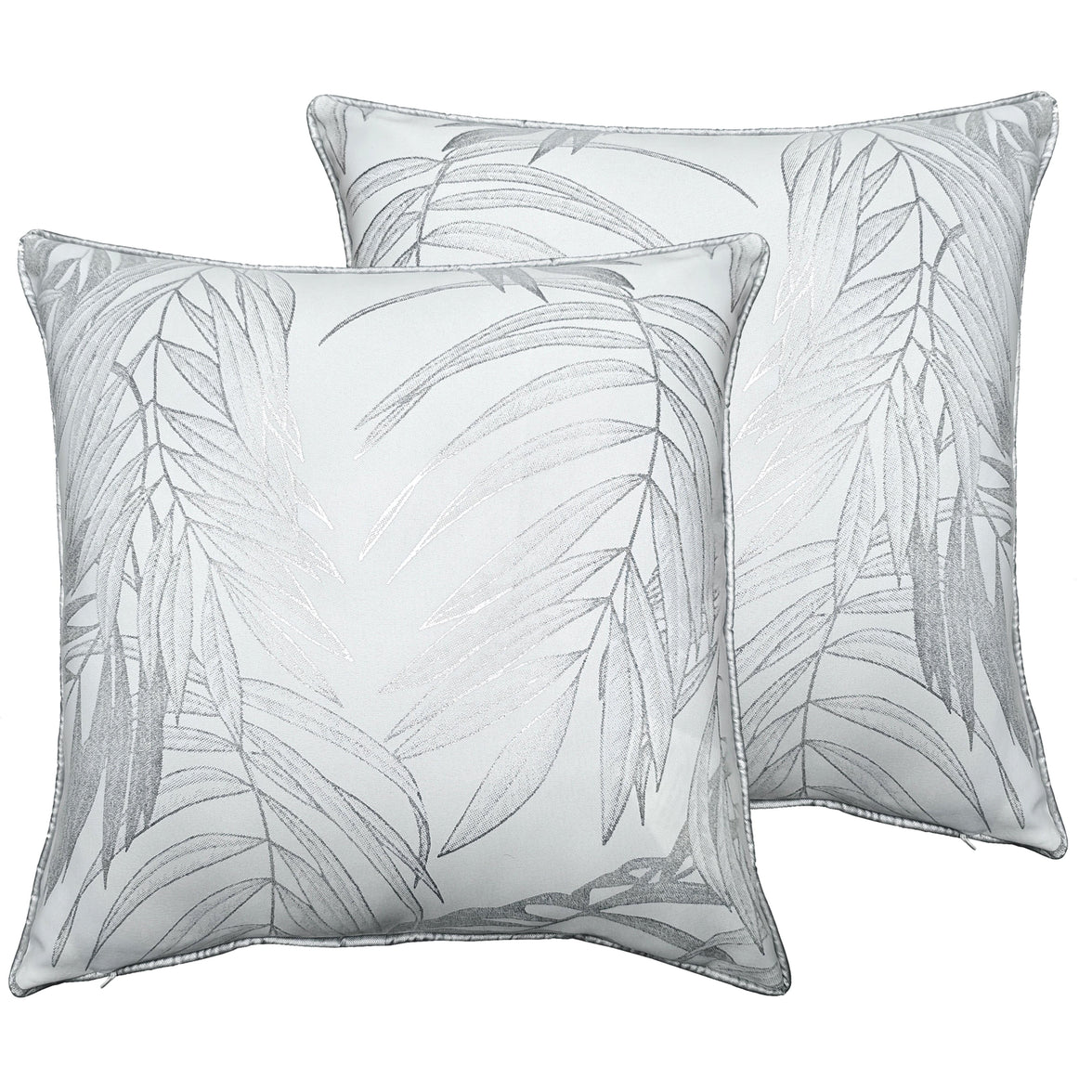 Leaf Sparkle 2 Pack Cushion Covers Leaf White Modern Decorative Throw Pillow Cases for Sofa or Bed by OLIVIA ROCCO 43x43cm / LEAF WHITE Cushions