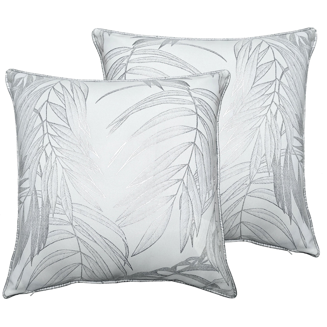 Leaf Sparkle 2 Pack Cushion Covers Leaf White Modern Decorative Throw Pillow Cases for Sofa or Bed by OLIVIA ROCCO 43x43cm / LEAF WHITE Cushions