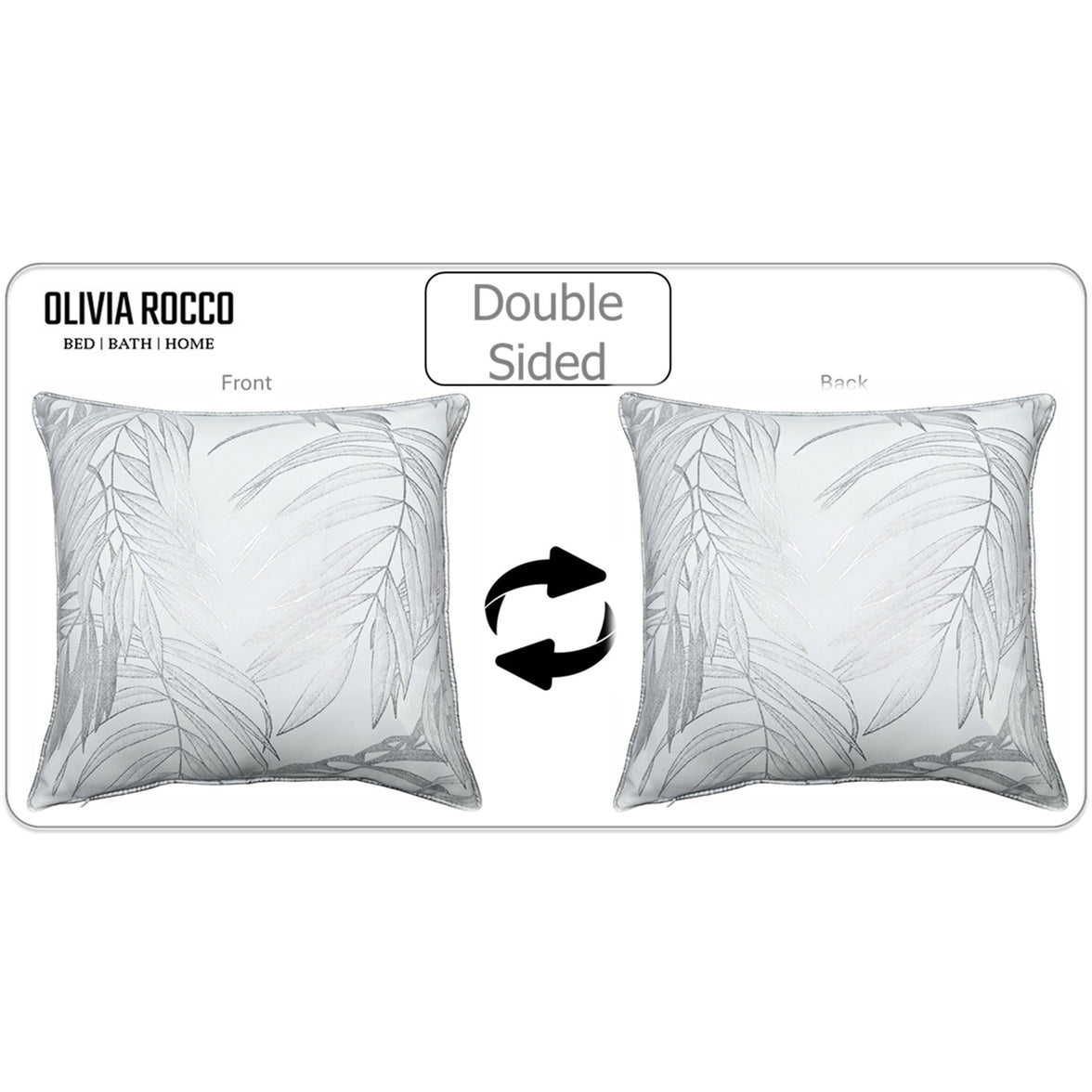 Leaf Sparkle 2 Pack Cushion Covers Leaf White Modern Decorative Throw Pillow Cases for Sofa or Bed by OLIVIA ROCCO 43x43cm / LEAF WHITE Cushions