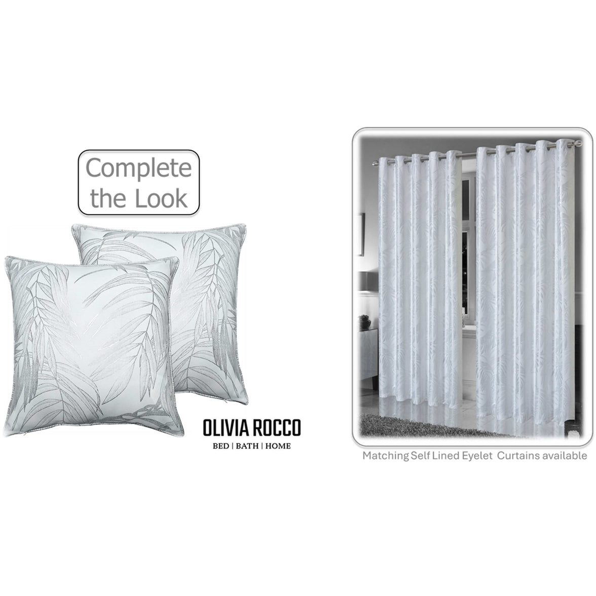 Leaf Sparkle 2 Pack Cushion Covers Leaf White Modern Decorative Throw Pillow Cases for Sofa or Bed by OLIVIA ROCCO 43x43cm / LEAF WHITE Cushions