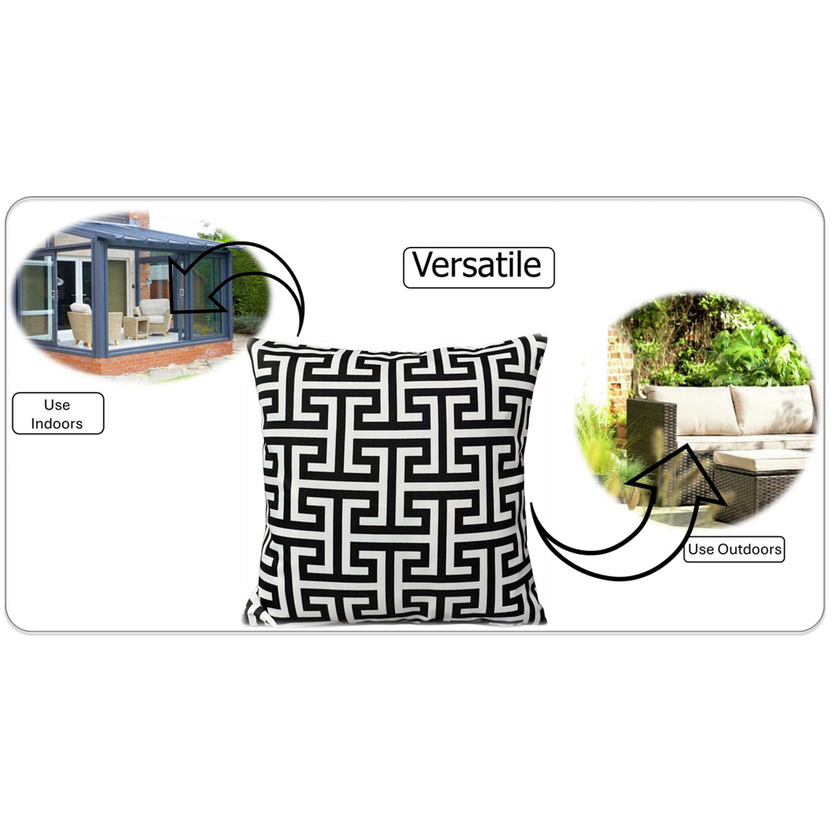 Waterproof Breathable Milano Black Hollowfibre Filled Cushions 43x43cm for Outdoor Garden Bench Sofa or Indoor Use by OLIVIA ROCCO 43x43cm / MILANO BLACK Cushions