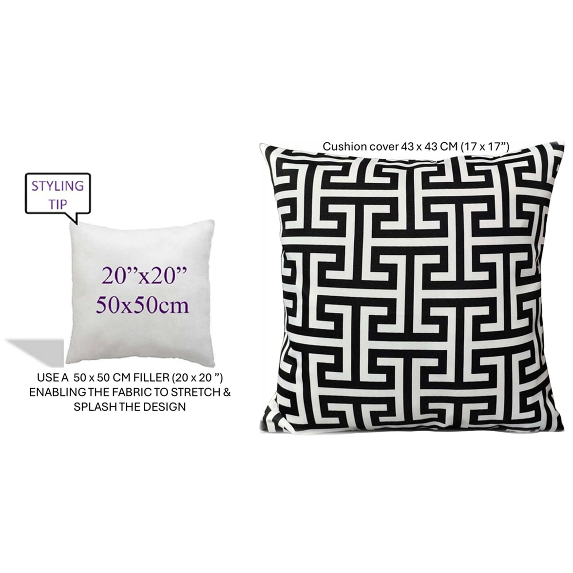 Waterproof Breathable Milano Black Hollowfibre Filled Cushions 43x43cm for Outdoor Garden Bench Sofa or Indoor Use by OLIVIA ROCCO 43x43cm / MILANO BLACK Cushions