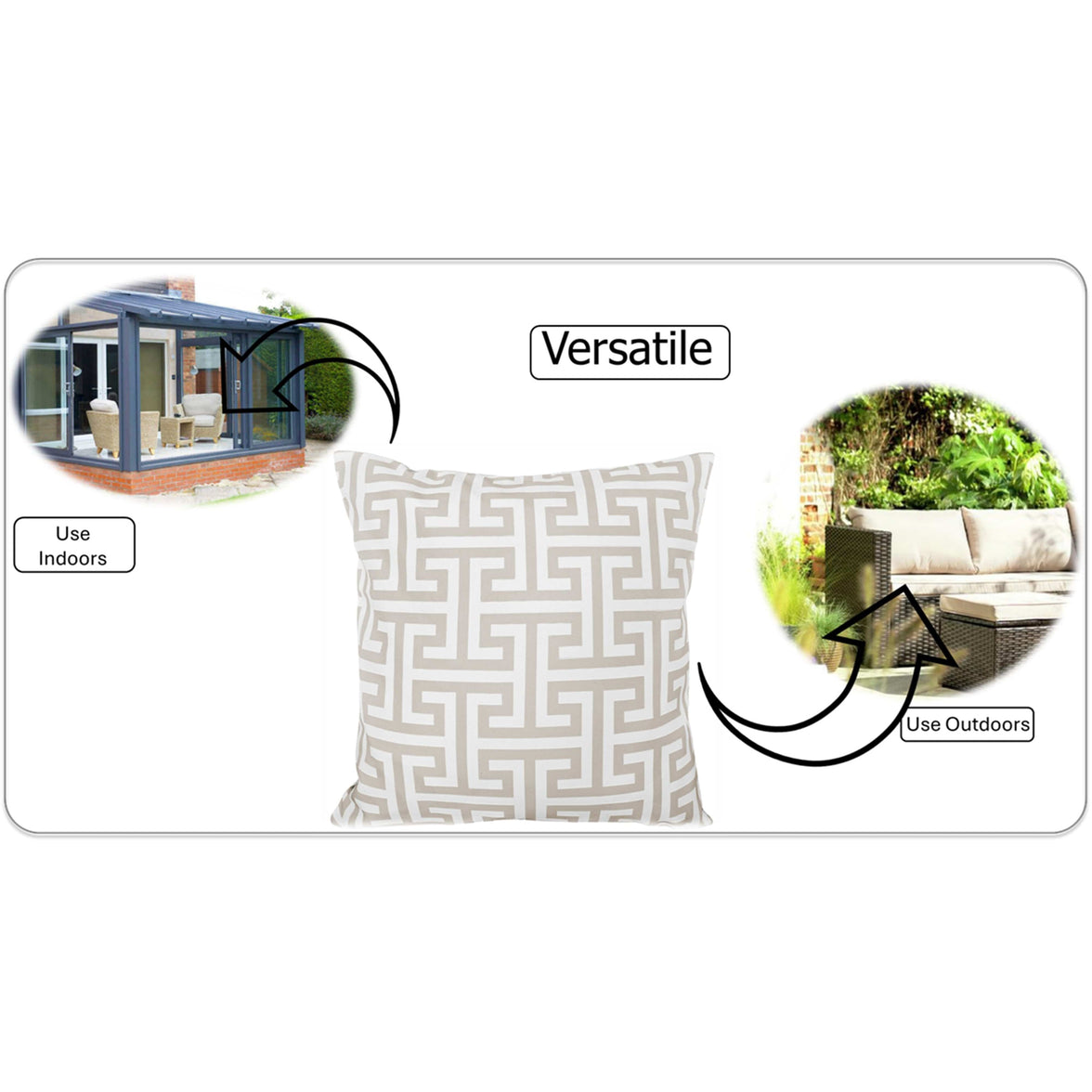 Waterproof Breathable Milano Natural Hollowfibre Filled Cushions 43x43cm for Outdoor Garden Bench Sofa or Indoor Use by OLIVIA ROCCO 43x43cm / MILANO NATURAL Cushions