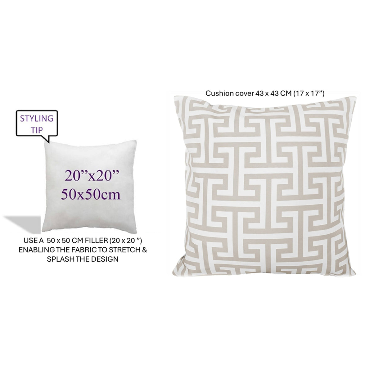 Waterproof Breathable Milano Natural Hollowfibre Filled Cushions 43x43cm for Outdoor Garden Bench Sofa or Indoor Use by OLIVIA ROCCO 43x43cm / MILANO NATURAL Cushions