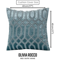 Luxe Geo Velvet Cushion Covers 2 Pack Teal Geometric Decorative Cushions for Sofa Bed & Living Room by OLIVIA ROCCO 43x43cm / TEAL Cushions