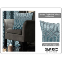 Luxe Geo Velvet Cushion Covers 2 Pack Teal Geometric Decorative Cushions for Sofa Bed & Living Room by OLIVIA ROCCO 43x43cm / TEAL Cushions