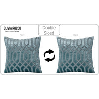 Luxe Geo Velvet Cushion Covers 2 Pack Teal Geometric Decorative Cushions for Sofa Bed & Living Room by OLIVIA ROCCO 43x43cm / TEAL Cushions