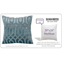 Luxe Geo Velvet Cushion Covers 2 Pack Teal Geometric Decorative Cushions for Sofa Bed & Living Room by OLIVIA ROCCO 43x43cm / TEAL Cushions