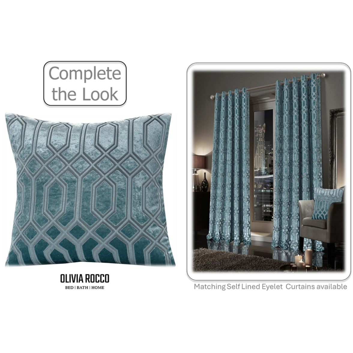 Luxe Geo Velvet Cushion Covers 2 Pack Teal Geometric Decorative Cushions for Sofa Bed & Living Room by OLIVIA ROCCO 43x43cm / TEAL Cushions