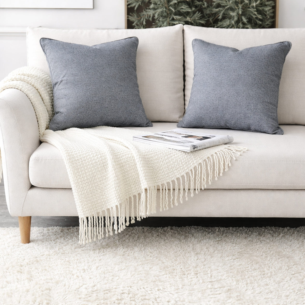 OLIVIA ROCCO 2 Pack Linen Scatter Cushion Covers Plain Square Pillow Cases with Hidden Zip for Sofa Bed Home Decor Curtain
