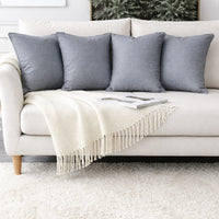 OLIVIA ROCCO 2 Pack Linen Scatter Cushion Covers Plain Square Pillow Cases with Hidden Zip for Sofa Bed Home Decor Curtain