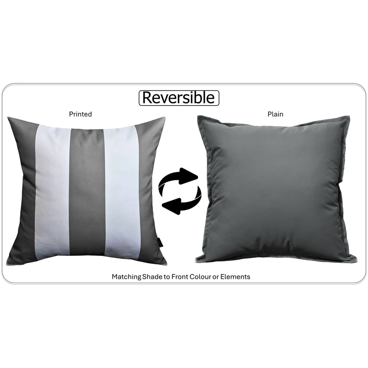 Grey Stripes Waterproof Cushion Covers 43 x 43 cm Reversible Breathable Decorative Cover for Indoor & Outdoor Use Patio Garden Sofa Bed Chair by OLIVIA ROCCO GREY STRIPES / 43 x 43 cm Cushions
