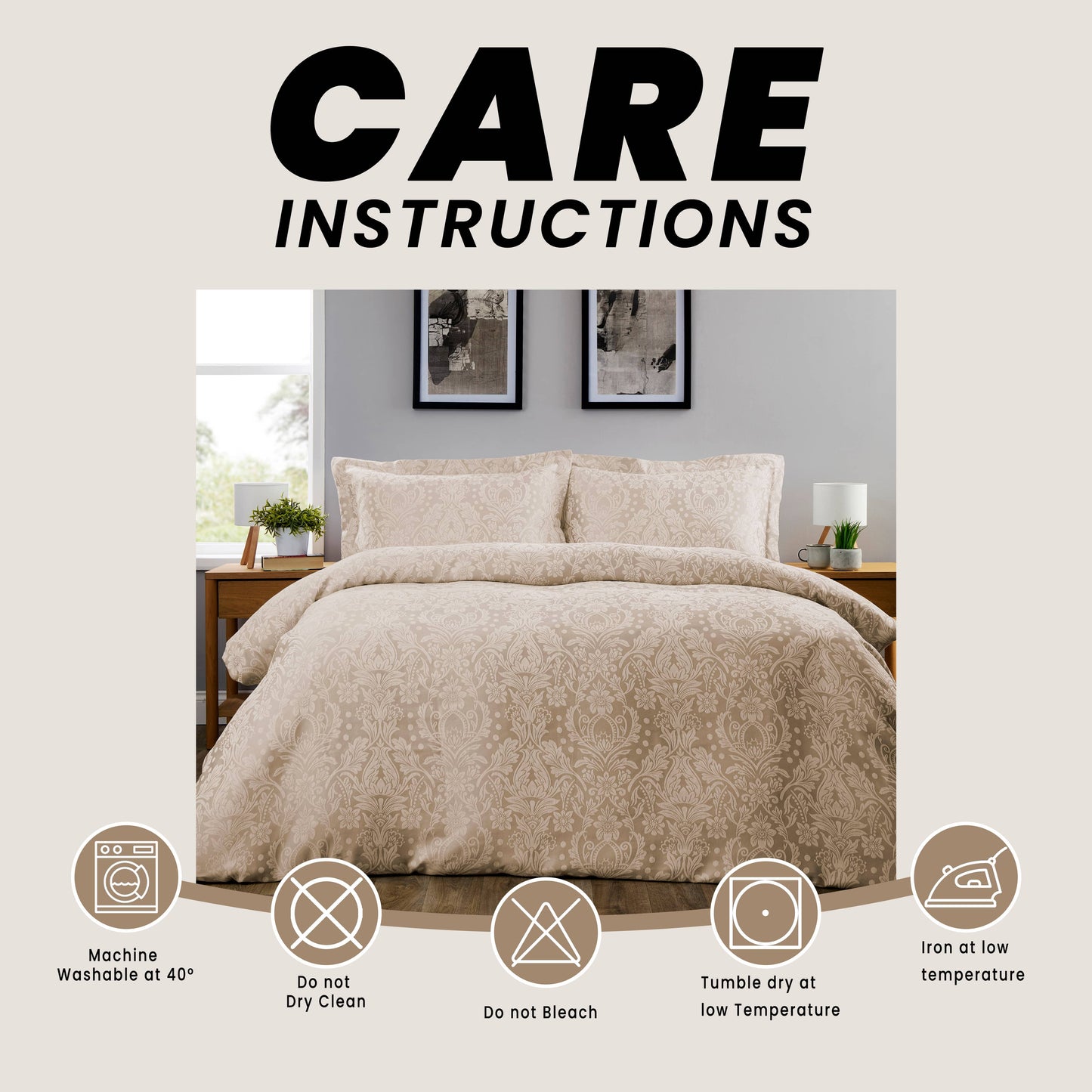 OLIVIA ROCCO Dorchester Jacqaurd Duvet Cover Set Quilted Bedding Covers with Pillowcases Luxurious Soft Durable Floral Pattern Quilt Bed Sets Duvet Cover