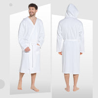 Men’s Hooded Waffle Cotton Bathrobe White Super Absorbent Spa Robe Luxury Dressing Gown for Home & Loungewear by OLIVIA ROCCO Bathrobe