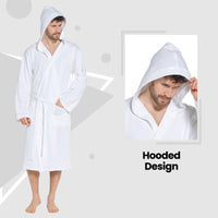 Men’s Hooded Waffle Cotton Bathrobe White Super Absorbent Spa Robe Luxury Dressing Gown for Home & Loungewear by OLIVIA ROCCO Bathrobe