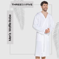 Men’s Hooded Waffle Cotton Bathrobe White Super Absorbent Spa Robe Luxury Dressing Gown for Home & Loungewear by OLIVIA ROCCO Bathrobe