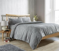 Plush Super Soft Teddy Fleece Duvet Cover Set for Winter Nights and Ultimate Comfort in Single Double King Super King Fluffy Bedding by OLIVIA ROCCO GREY / SINGLE Duvet Cover