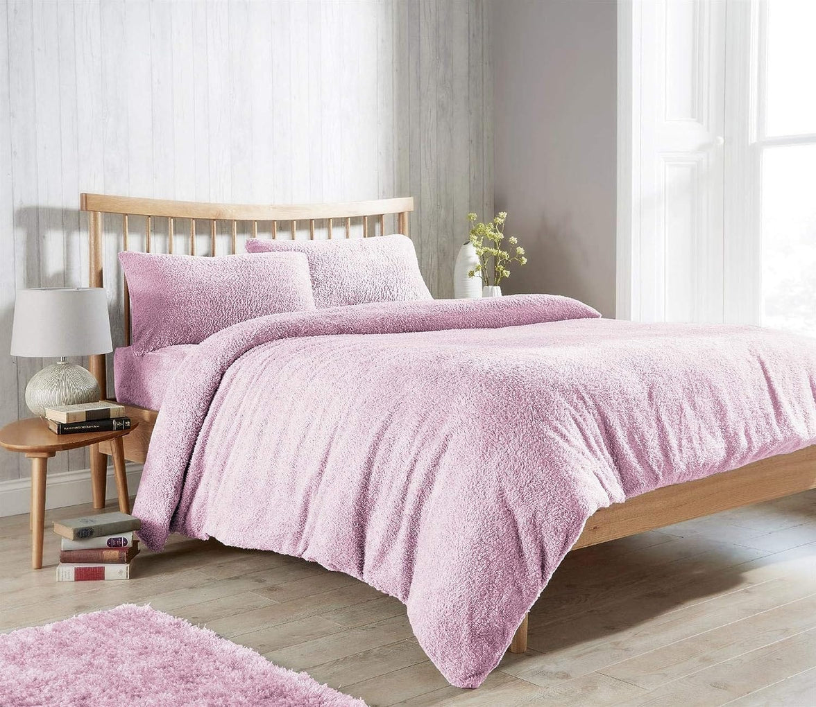 Plush Super Soft Teddy Fleece Duvet Cover Set for Winter Nights and Ultimate Comfort in Single Double King Super King Fluffy Bedding by OLIVIA ROCCO BLUSH PINK / SINGLE Duvet Cover