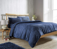 Plush Super Soft Teddy Fleece Duvet Cover Set for Winter Nights and Ultimate Comfort in Single Double King Super King Fluffy Bedding by OLIVIA ROCCO NAVY / SINGLE Duvet Cover